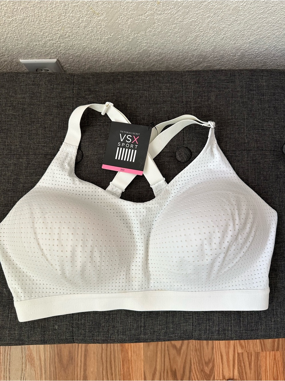 Victoria's Secret White VSX Sport High-Support Perforated Sports Bra